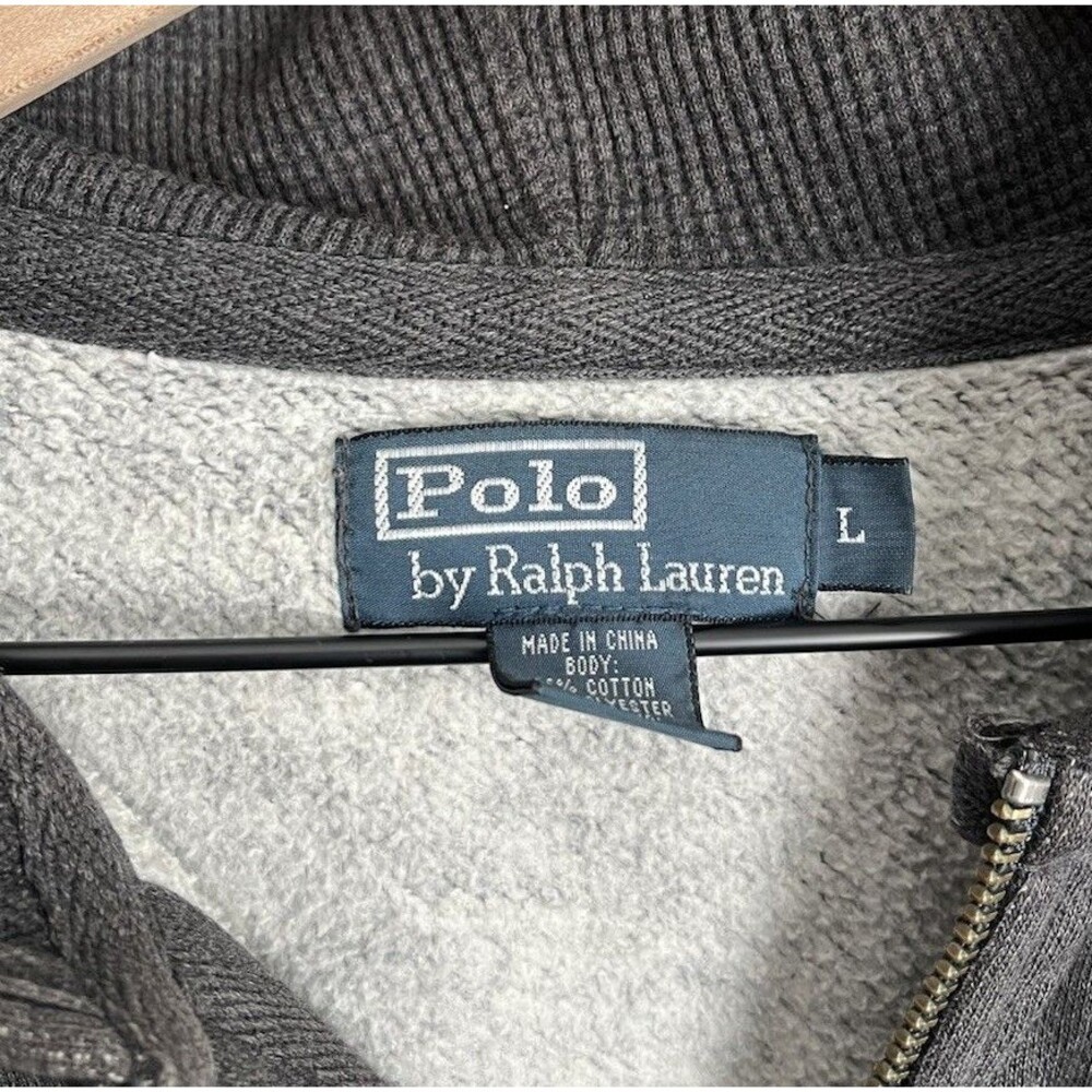 Polo by Ralph Lauren Men’s L Full Zip Hoodie Sweatshirt Jacket -Gray w/ Red Pony - Picture 4 of 9